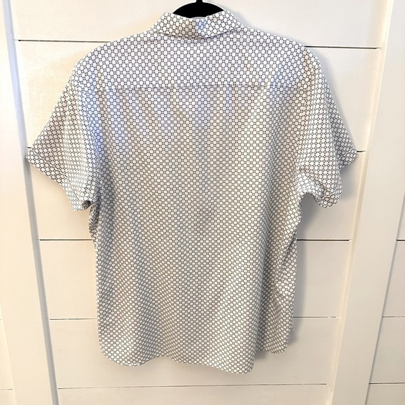 TED BAKER Men White-Gray Patterned short sleeve preppy button career Shirt 4 - Picture 2 of 10